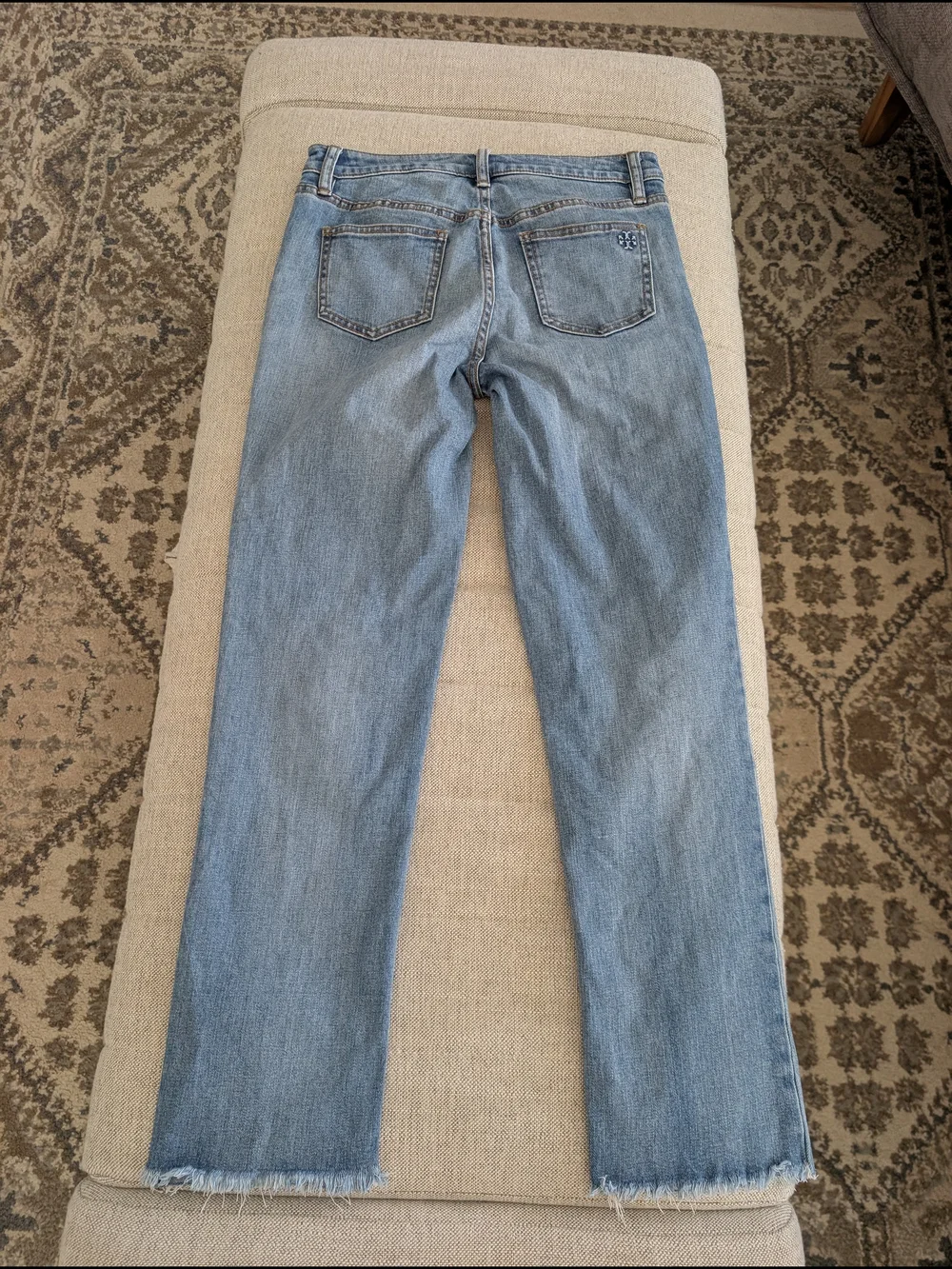 Tory Burch Pardon My French Cropped Raw Hem Jeans Size 25
